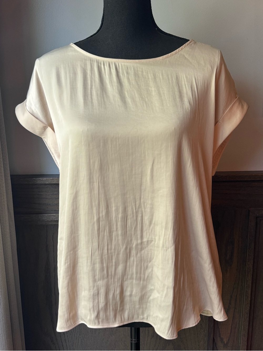 Nine West Pale Blush Short Sleeve Scoop Neck Top